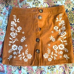 Mi Ami Button down appliqué skirt.